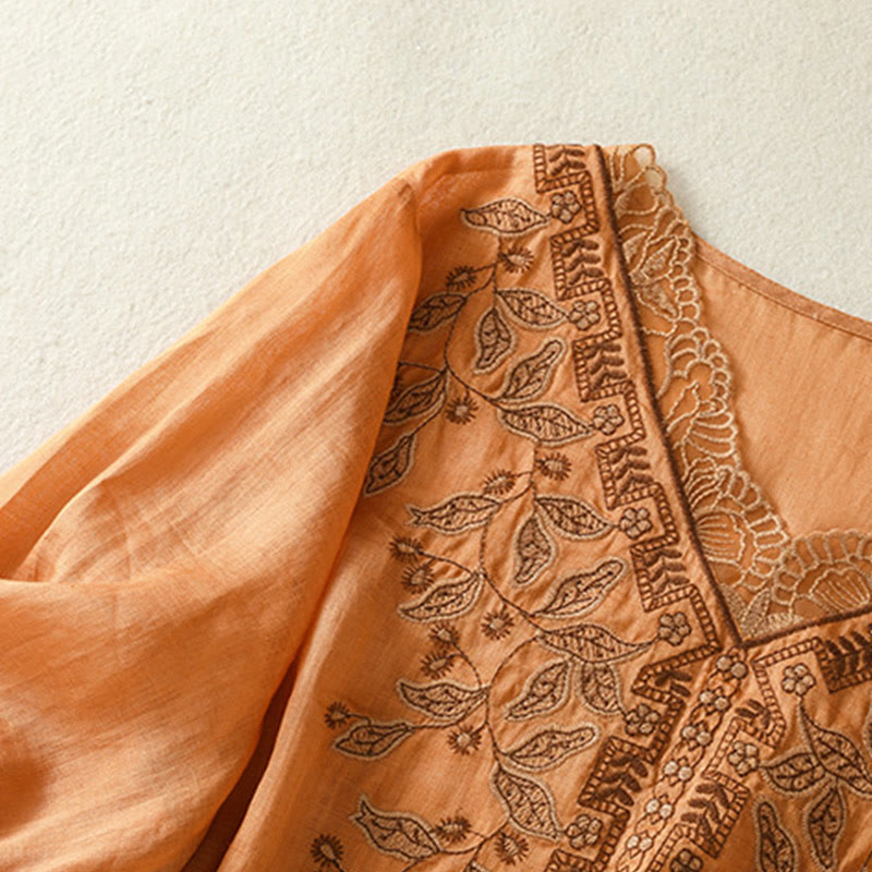 Koszulka damska z krótkim rękawem i haftowaną koronką z motywem Buddha Stones - image 3