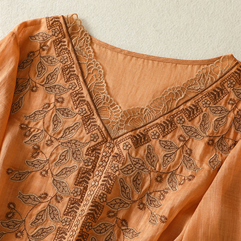 Koszulka damska z krótkim rękawem i haftowaną koronką z motywem Buddha Stones - image 8