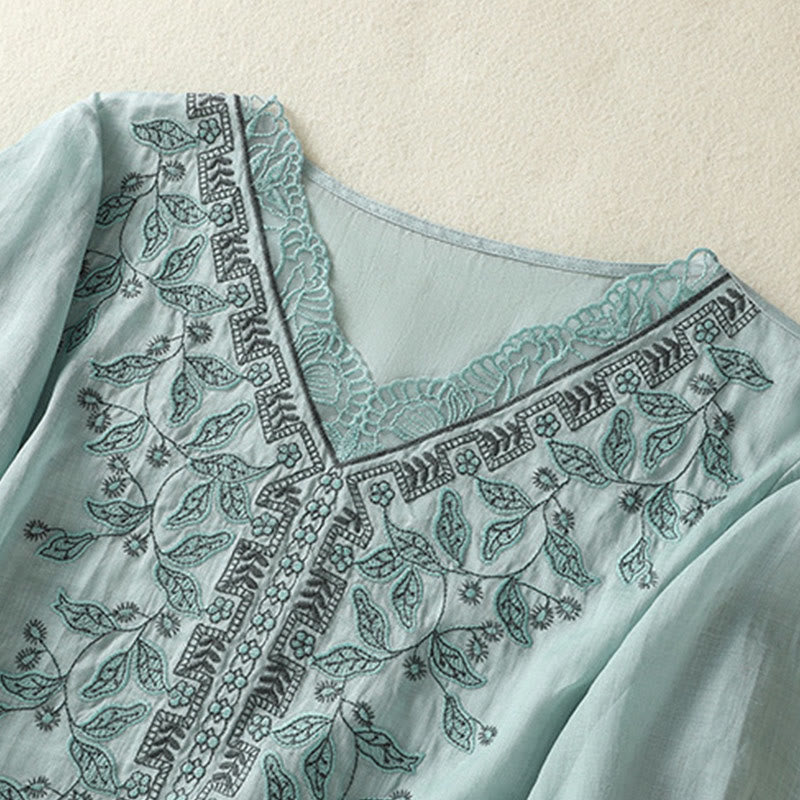 Koszulka damska z krótkim rękawem i haftowaną koronką z motywem Buddha Stones - image 14