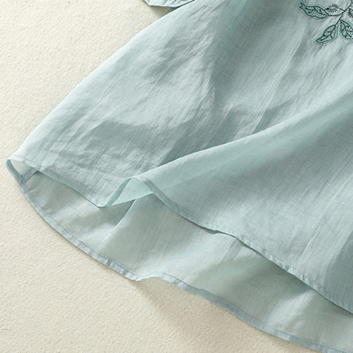 Koszulka damska z krótkim rękawem i haftowaną koronką z motywem Buddha Stones - image 15