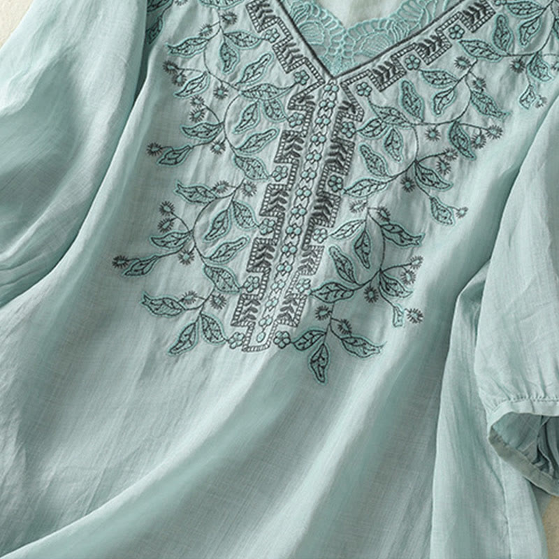 Koszulka damska z krótkim rękawem i haftowaną koronką z motywem Buddha Stones - image 16