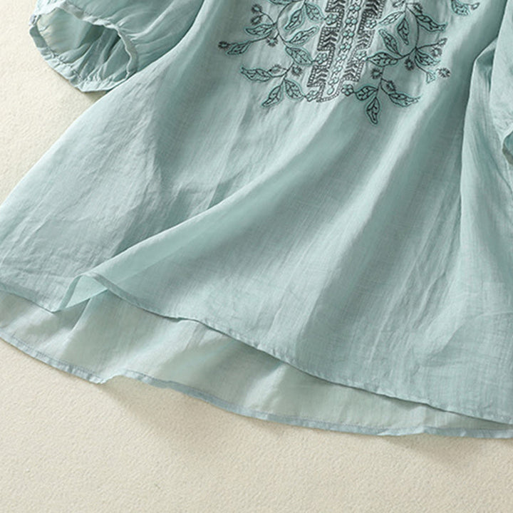 Koszulka damska z krótkim rękawem i haftowaną koronką z motywem Buddha Stones - image 17