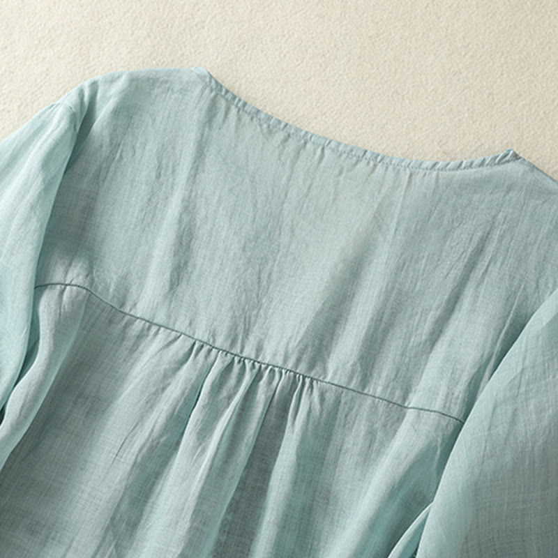 Koszulka damska z krótkim rękawem i haftowaną koronką z motywem Buddha Stones - image 18