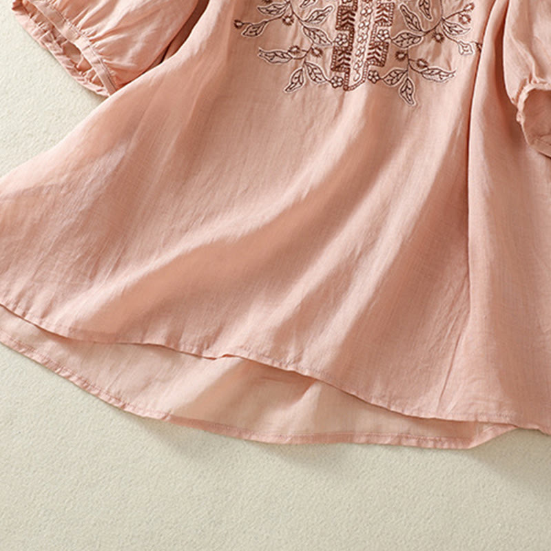 Koszulka damska z krótkim rękawem i haftowaną koronką z motywem Buddha Stones - image 26