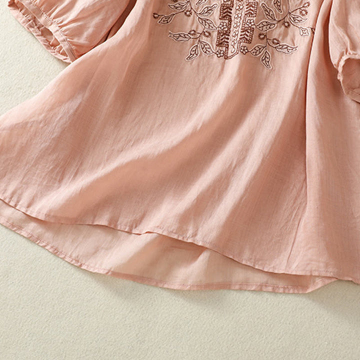 Koszulka damska z krótkim rękawem i haftowaną koronką z motywem Buddha Stones - image 26