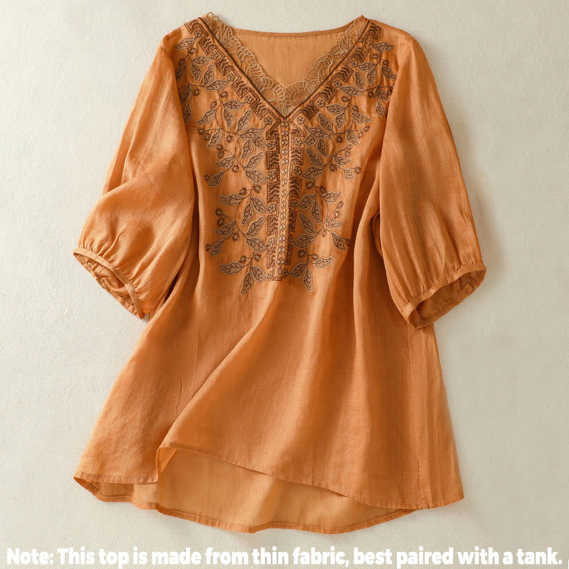 Koszulka damska z krótkim rękawem i haftowaną koronką z motywem Buddha Stones - image 2