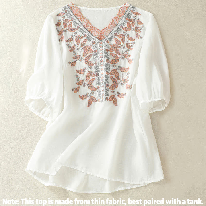 Koszulka damska z krótkim rękawem i haftowaną koronką z motywem Buddha Stones - image 31