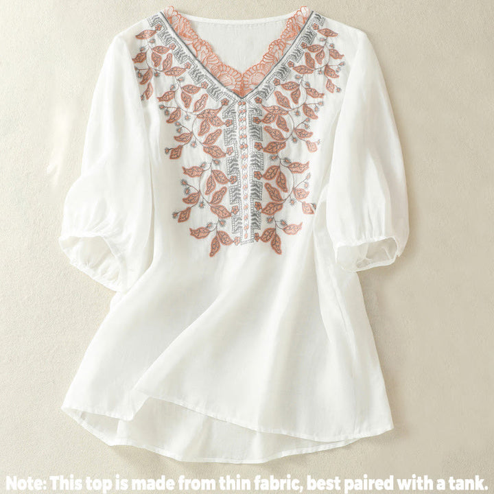 Koszulka damska z krótkim rękawem i haftowaną koronką z motywem Buddha Stones - image 31