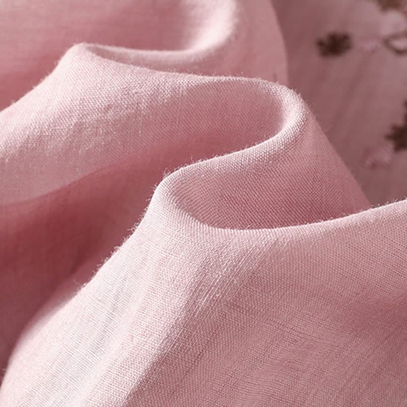 Koszula damska z okrągłym dekoltem i symetrycznym haftem z motywem Buddha Stones z bawełny - image 9