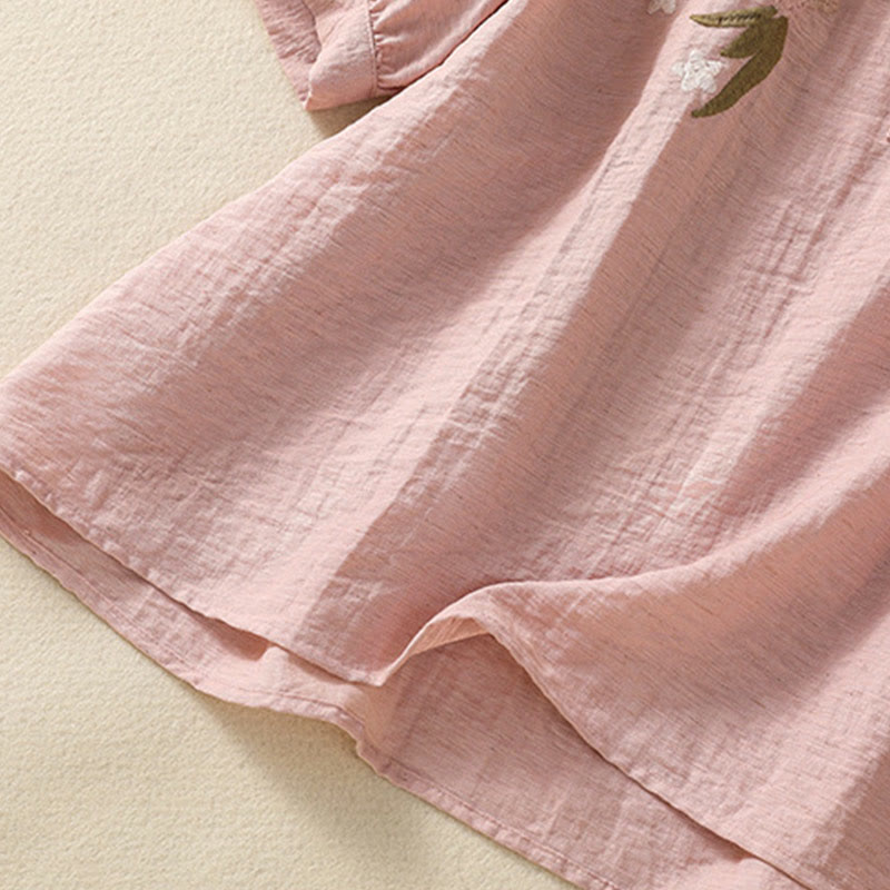 Koszula damska z dekoltem w serek, haftowanymi kwiatami i liśćmi z Buddha Stones - image 9