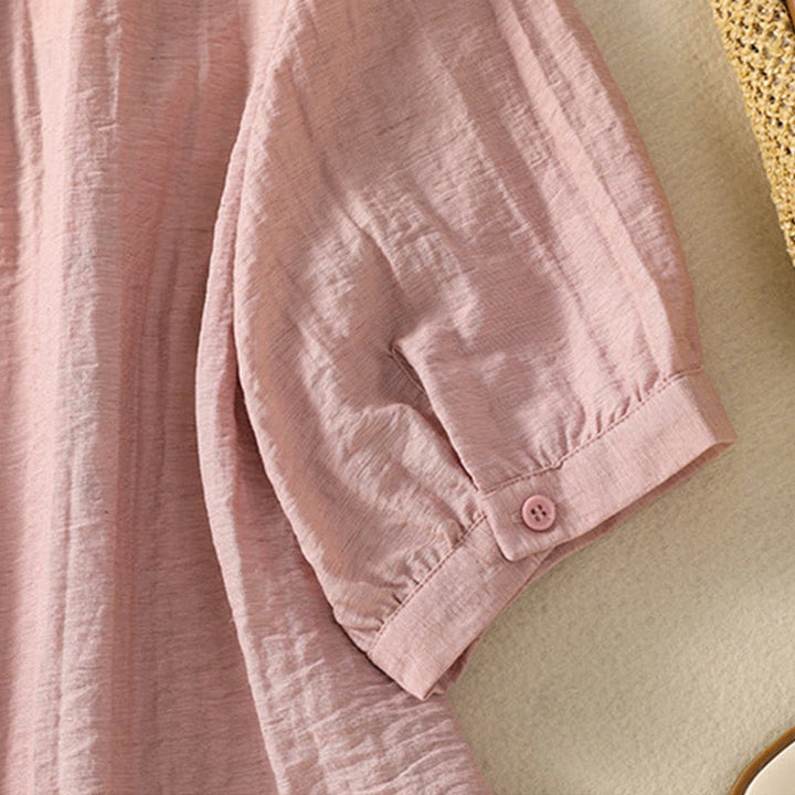 Koszula damska z dekoltem w serek, haftowanymi kwiatami i liśćmi z Buddha Stones - image 8