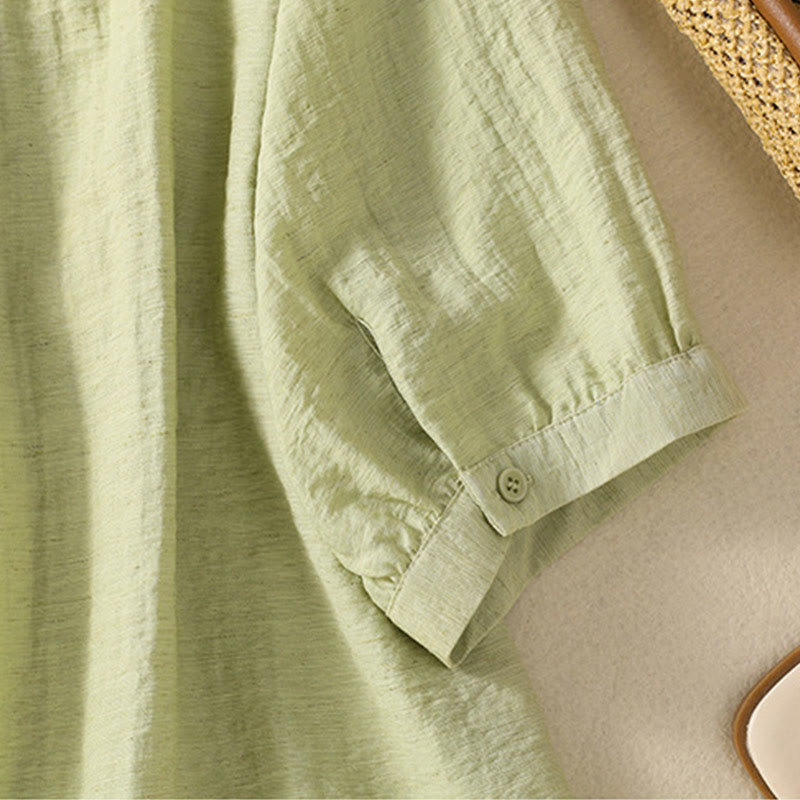 Koszula damska z dekoltem w serek, haftowanymi kwiatami i liśćmi z Buddha Stones - image 18