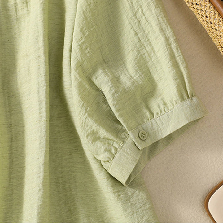 Koszula damska z dekoltem w serek, haftowanymi kwiatami i liśćmi z Buddha Stones - image 18