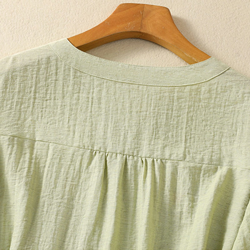 Koszula damska z dekoltem w serek, haftowanymi kwiatami i liśćmi z Buddha Stones - image 14