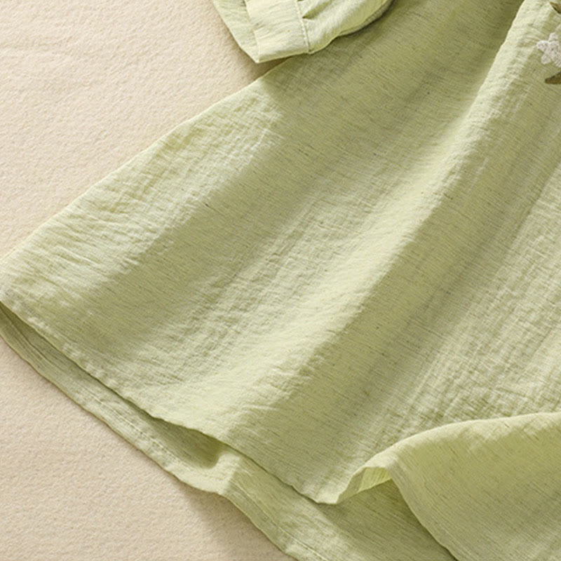 Koszula damska z dekoltem w serek, haftowanymi kwiatami i liśćmi z Buddha Stones - image 19