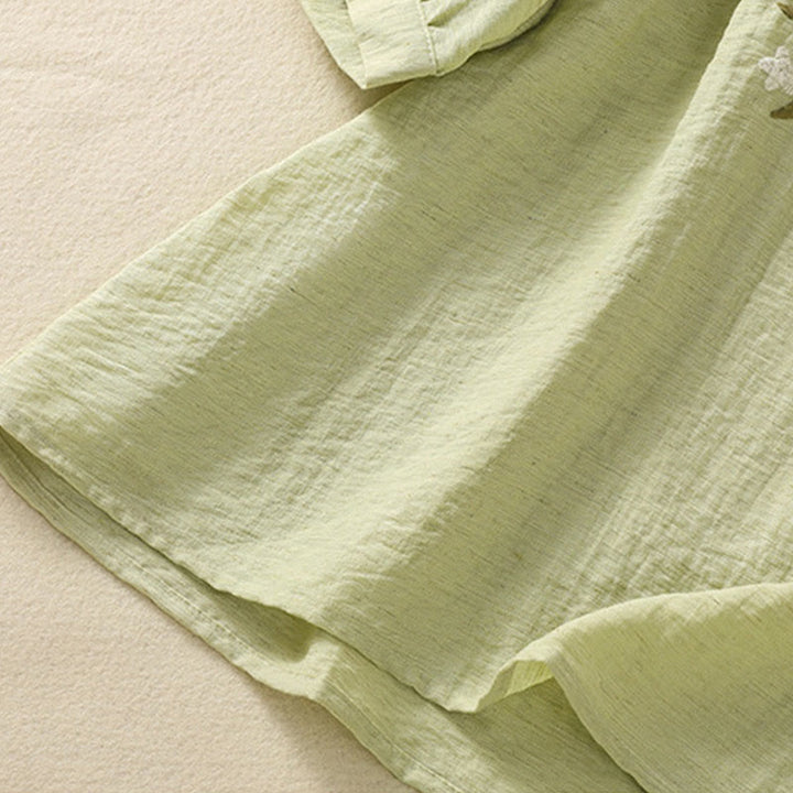 Koszula damska z dekoltem w serek, haftowanymi kwiatami i liśćmi z Buddha Stones - image 19