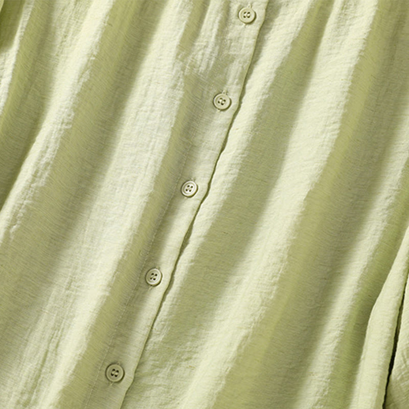 Koszula damska z okrągłym dekoltem i bawełnianym guzikiem z haftowanymi Buddha Stones - image 8