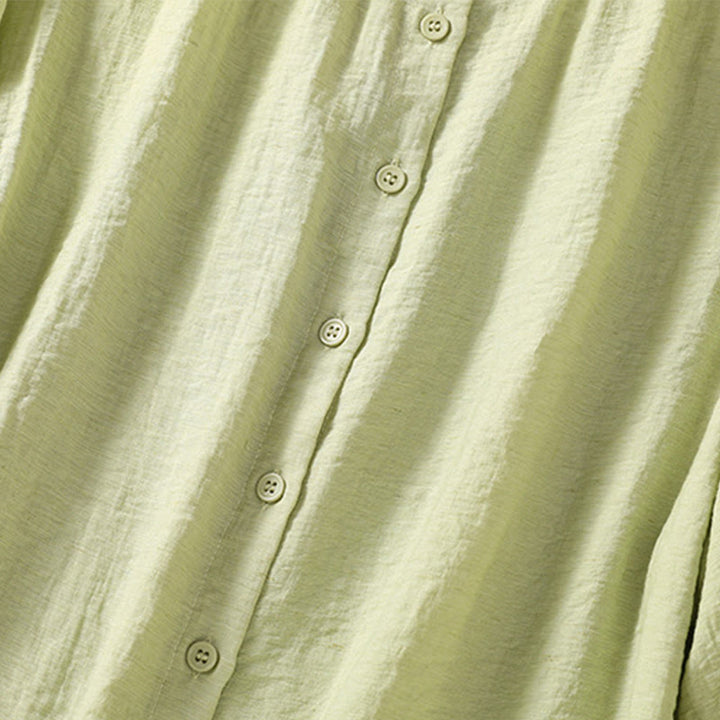 Koszula damska z okrągłym dekoltem i bawełnianym guzikiem z haftowanymi Buddha Stones - image 8