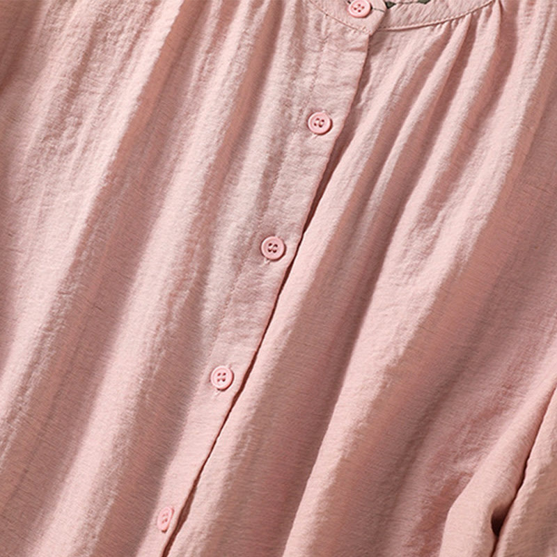 Koszula damska z okrągłym dekoltem i bawełnianym guzikiem z haftowanymi Buddha Stones - image 16