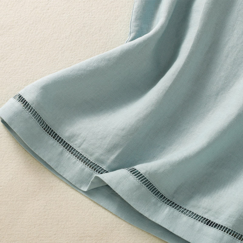 Buddha Stones, prosta, bawełniana kamizelka bez rękawów damska z okrągłym dekoltem i guzikami - image 13