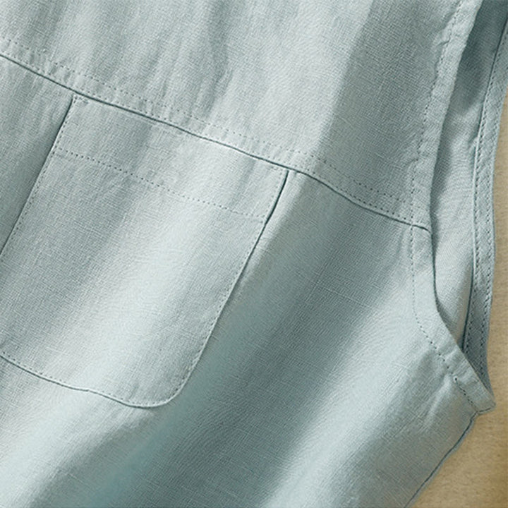 Buddha Stones, prosta, bawełniana kamizelka bez rękawów damska z okrągłym dekoltem i guzikami - image 13