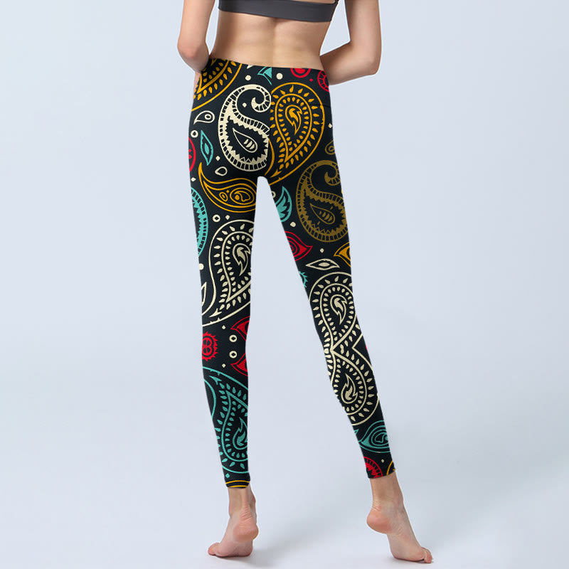 Legginsy do jogi damskie z kolorowym nadrukiem paisley i Buddha Stones - image 7