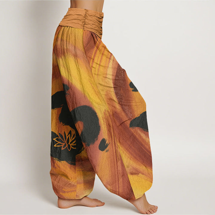 Damskie spodnie haremowe z elastyczną talią i symbolem OM z Buddha Stones - image 6