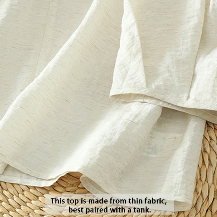 Koszula damska Buddha Stones w kolorze białym, gładka, z guzikami i rękawami trzy czwarte