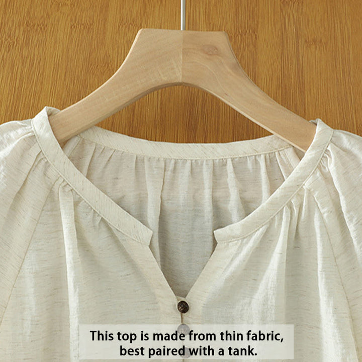 Koszula damska Buddha Stones w kolorze białym, gładka, z guzikami i rękawami trzy czwarte