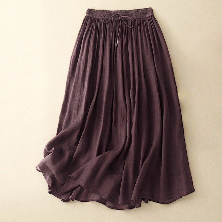 Spódnica damska z elastycznym pasem i sznurkiem, letnia, w jednolitym kolorze z motywem Buddha Stones - SaddleBrown - US8-10，UK/AU12-14，EU40-42 (2XL) - image 16