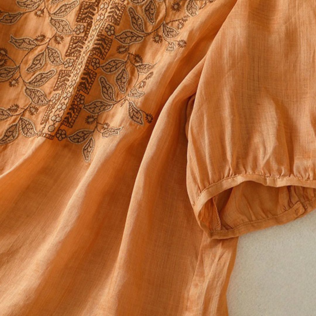 Koszulka damska z krótkim rękawem i haftowaną koronką z motywem Buddha Stones - image 4