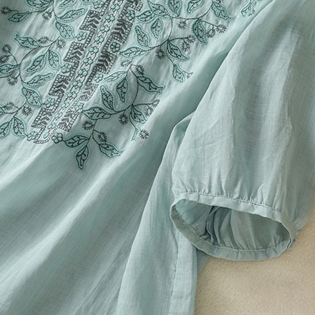 Koszulka damska z krótkim rękawem i haftowaną koronką z motywem Buddha Stones - image 19