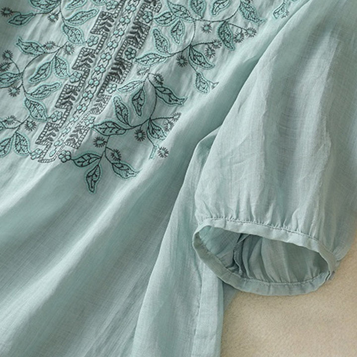 Koszulka damska z krótkim rękawem i haftowaną koronką z motywem Buddha Stones - image 19