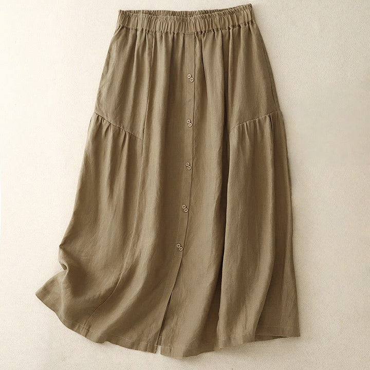 Spódnica damska z bawełny z kieszeniami, guzikami w kształcie litery A, rozcięciem w talii i motywem Buddha Stones - Dębnik - US12, UK/AU16, EU44 (2XL) - image 19