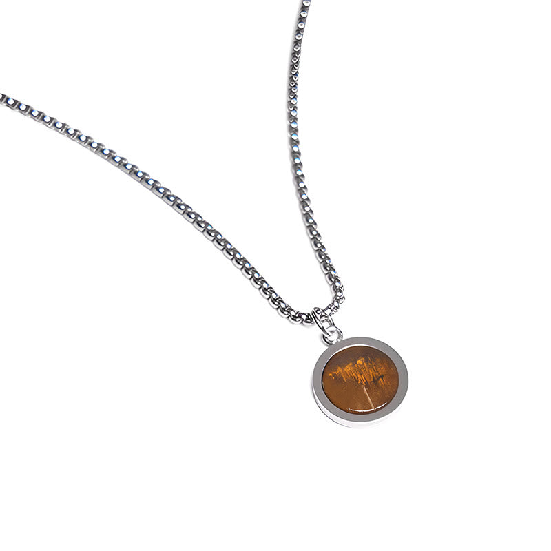 Buddha Stones, kamień naturalny, turkus, tygrysie oko, lazuryt, lapis lazuli, malachit, naszyjnik z tytanu, stalowy wisiorek oczyszczający - image 2