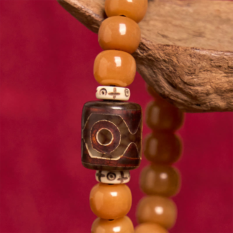 Bransoletka z koralików Dzi z Buddha Stones, tybetańskich nasion Bodhi, chroniąca przed złymi duchami