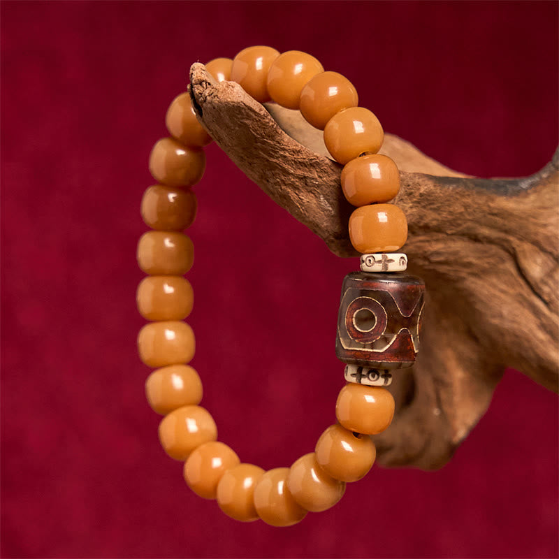 Bransoletka z koralików Dzi z Buddha Stones, tybetańskich nasion Bodhi, chroniąca przed złymi duchami