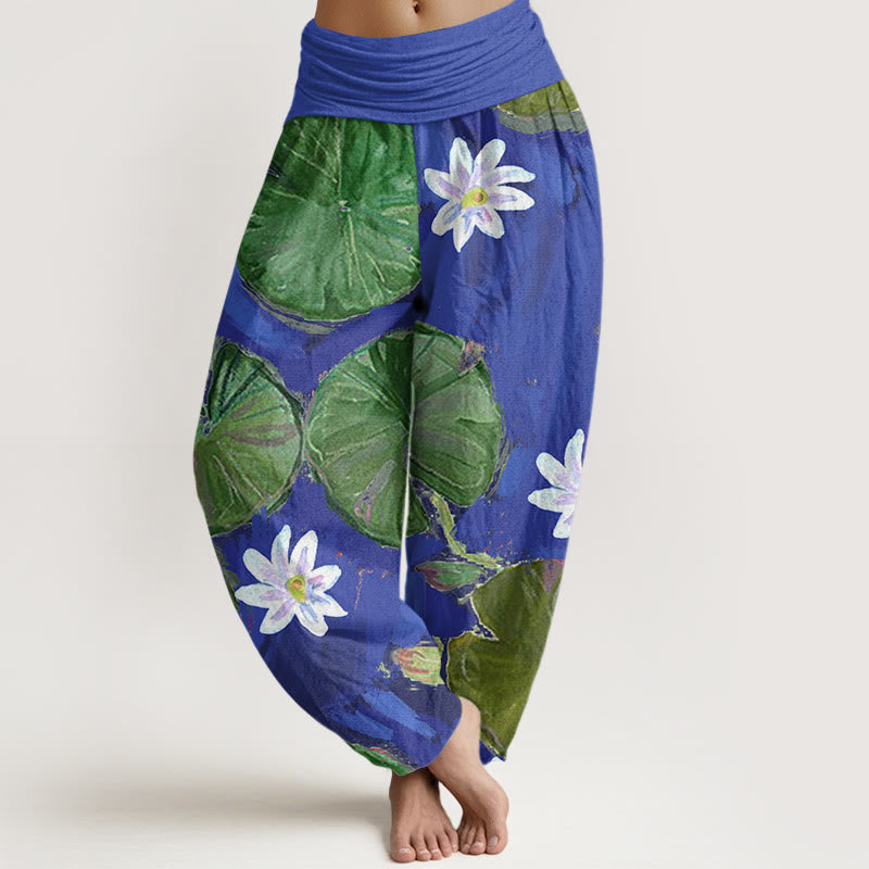 Spodnie harem damskie w stylu casual z motywem zielonych Buddha Stones - SlateBlue - US22, UK/AU26, EU54 (6XL) - image 1