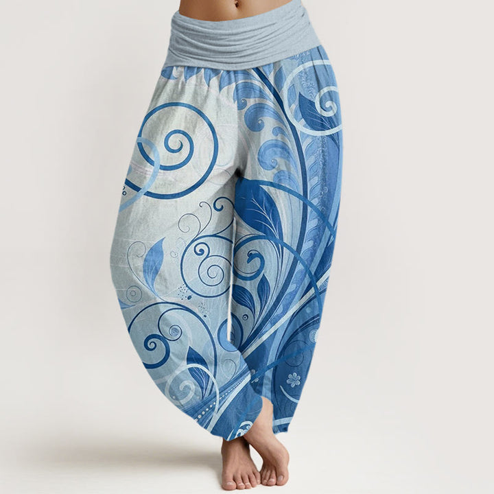 Spodnie harem damskie z bawełny z Buddha Stones - SkyBlue - US22, UK/AU26, EU54 (6XL) - image 4