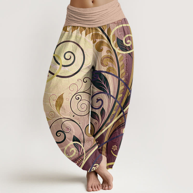 Spodnie haremowe damskie z motywem kwiatów i motywem Buddha Stones - BurlyWood - US22, UK/AU26, EU54 (6XL) - image 8