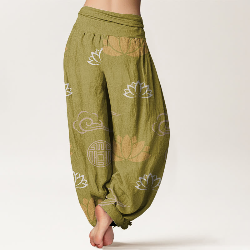 Buddha Stones damskie w stylu casual z motywem kwiatów lotosu i chmur - image 2