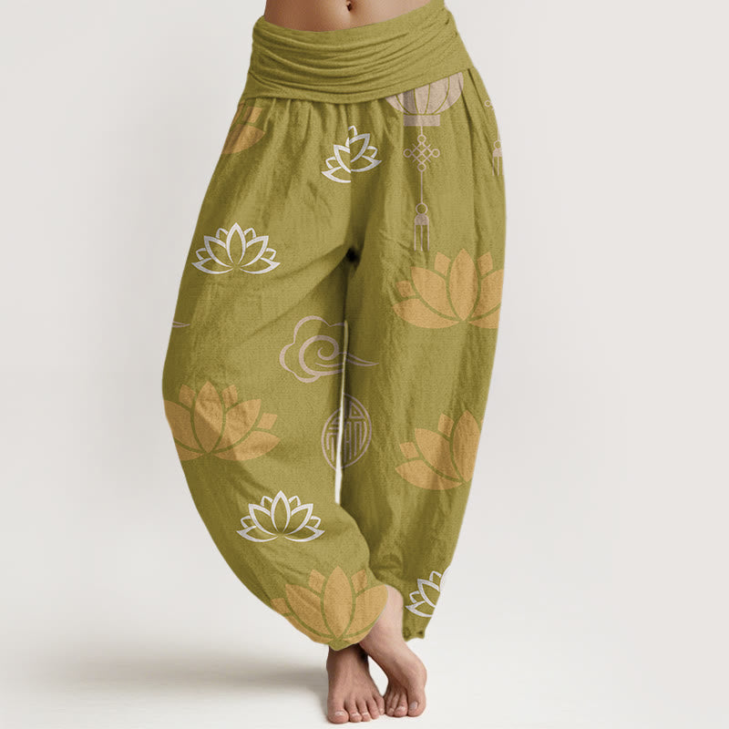 Buddha Stones damskie w stylu casual z motywem kwiatów lotosu i chmur - Nawłoć - US22, UK/AU26, EU54 (6XL) - image 1