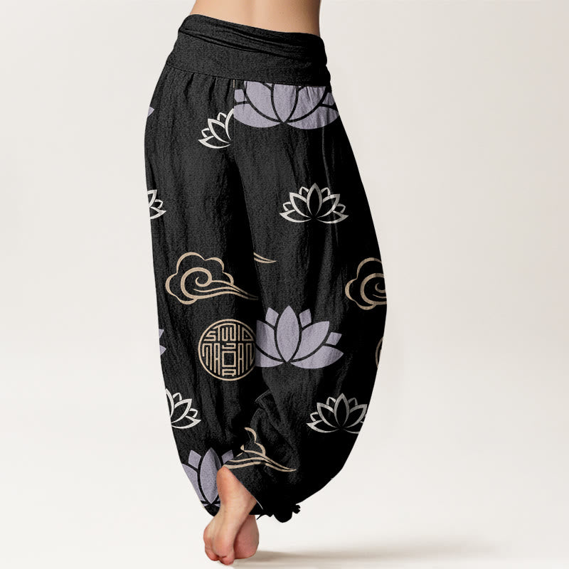 Buddha Stones damskie w stylu casual z motywem kwiatów lotosu i chmur - image 9
