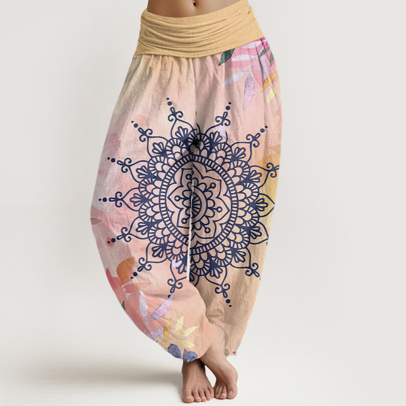 Spodnie haremowe damskie z motywem mandali i Buddha Stones - PeachPuff - US22, UK/AU26, EU54 (6XL) - image 1