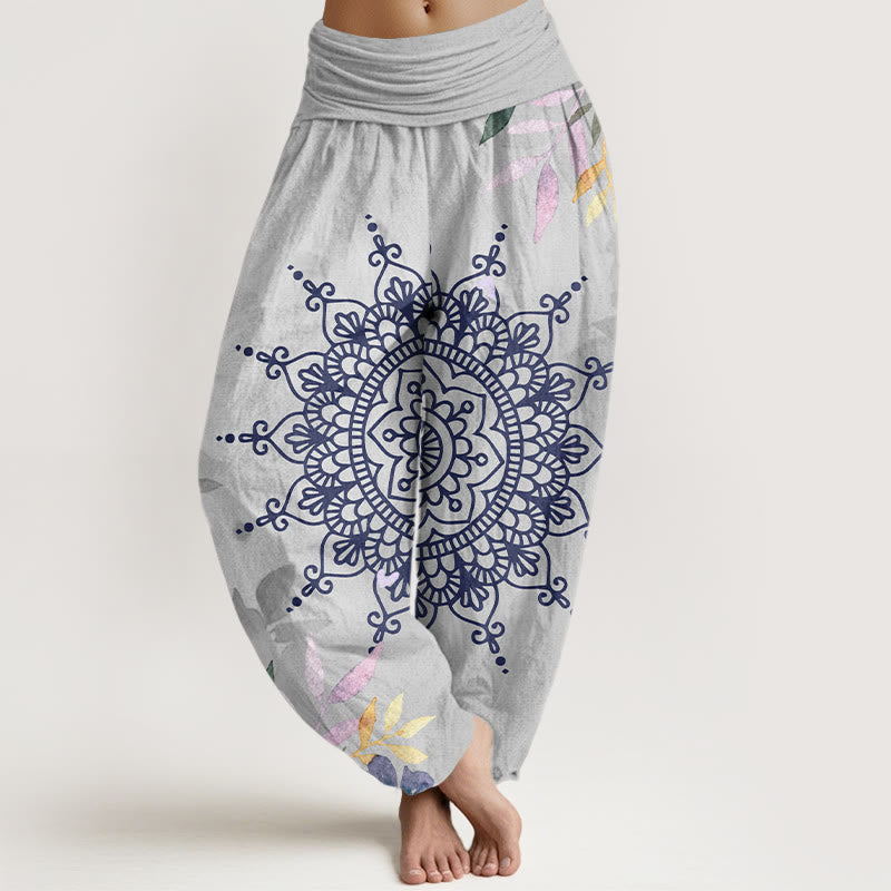 Spodnie haremowe damskie z motywem mandali i Buddha Stones - Gainsboro - US22, UK/AU26, EU54 (6XL) - image 8
