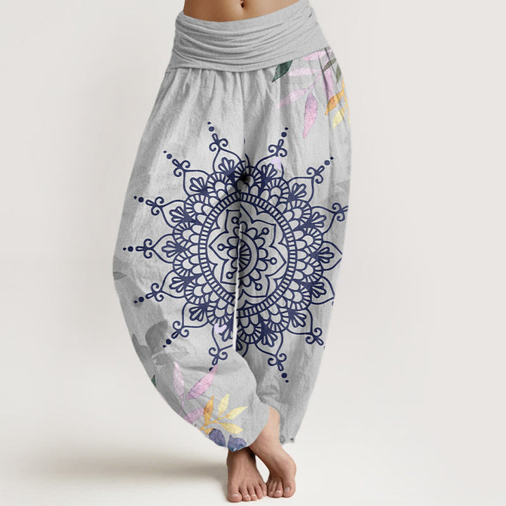 Spodnie haremowe damskie z motywem mandali i Buddha Stones - Gainsboro - US22, UK/AU26, EU54 (6XL) - image 8