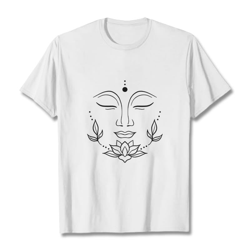 Koszulka z nadrukiem Buddha Stones , swobodny T-shirt z motywem kwiatu lotosu - Biały - 2XL - image 1