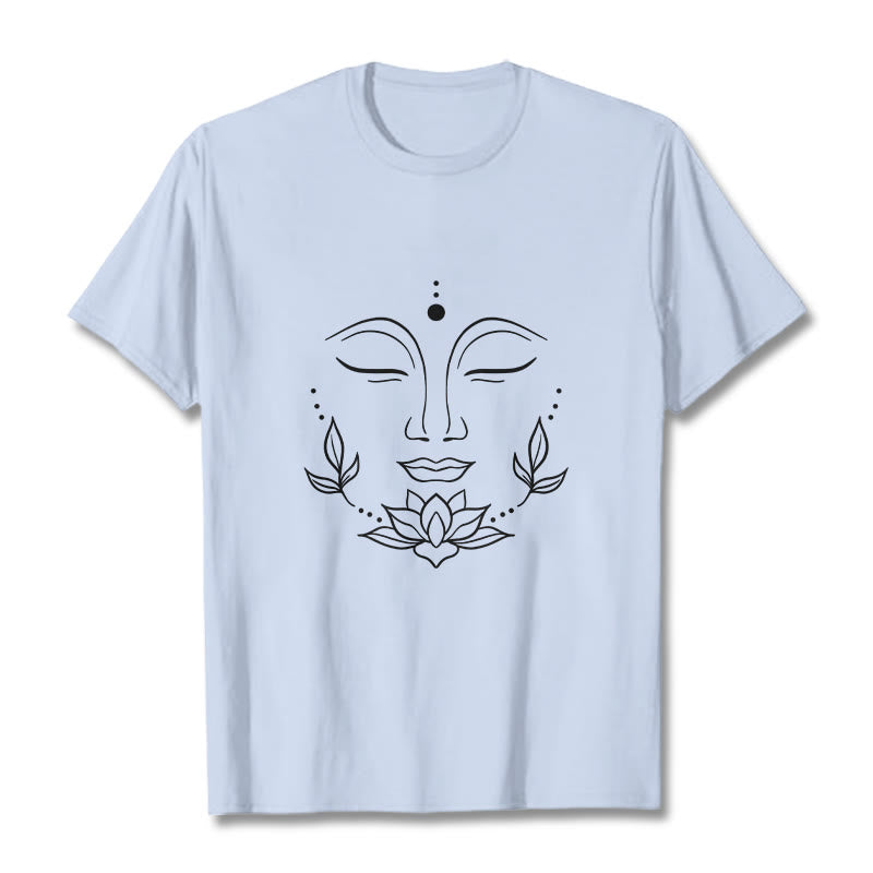 Koszulka z nadrukiem Buddha Stones , swobodny T-shirt z motywem kwiatu lotosu - Jasnoniebieski - 2XL - image 19