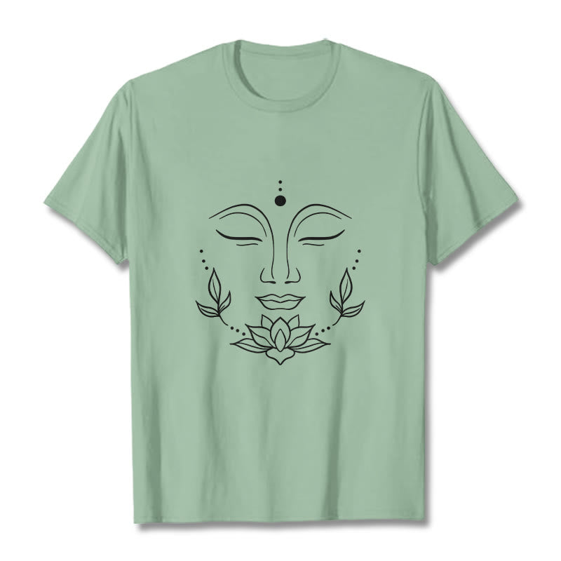 Koszulka z nadrukiem Buddha Stones , swobodny T-shirt z motywem kwiatu lotosu - PaleGreen - 2XL - image 15