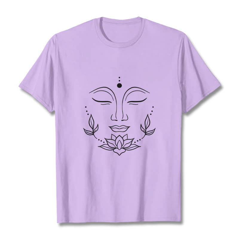 Koszulka z nadrukiem Buddha Stones , swobodny T-shirt z motywem kwiatu lotosu - Śliwka - 2XL - image 17